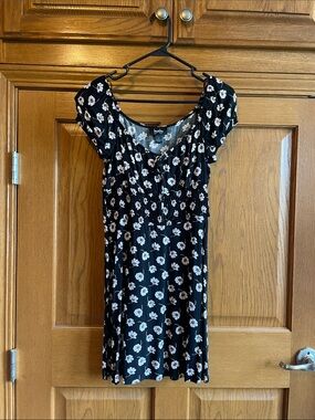 by & by Black Floral Mini Dress with Cream Blossoms